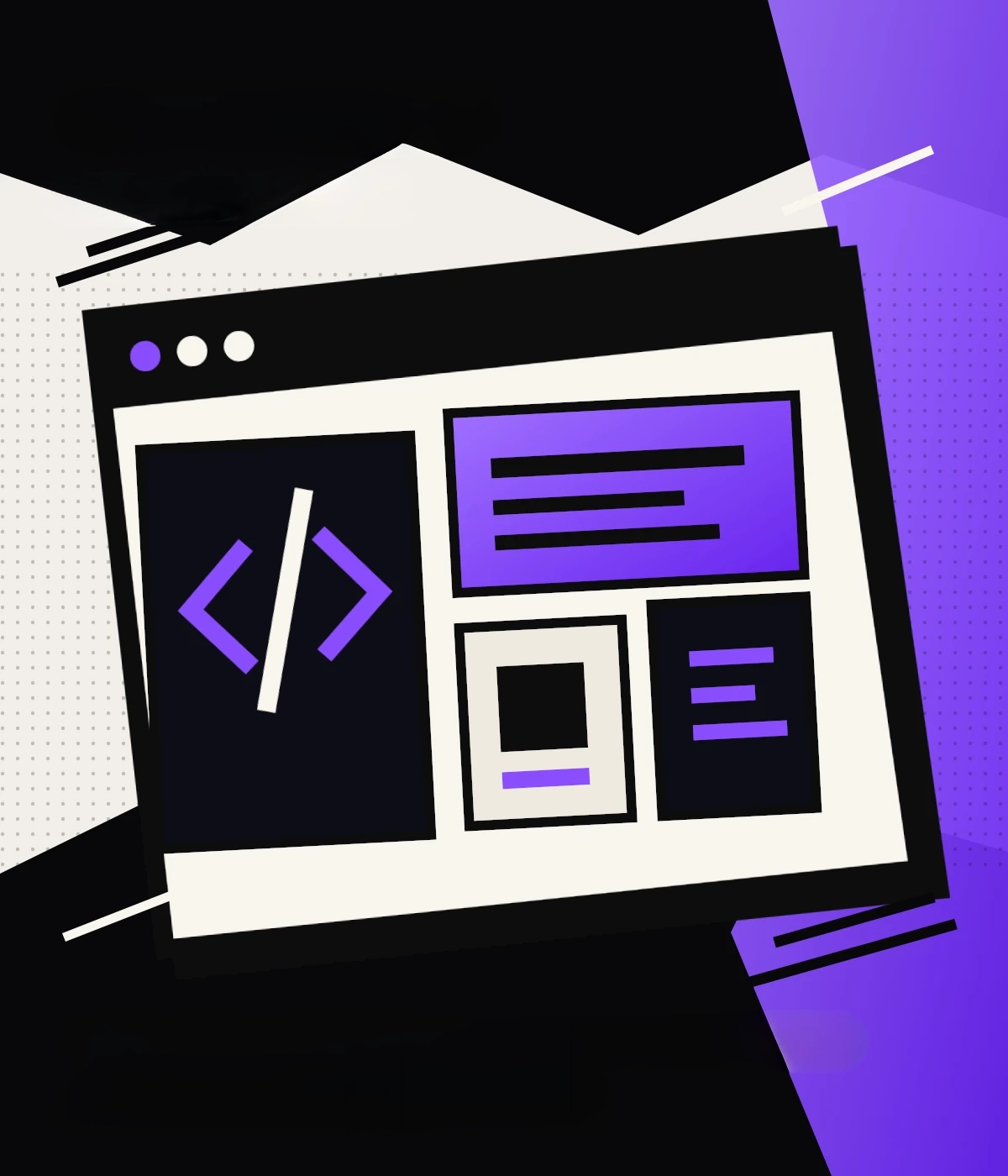 Stylized manga browser interface and frontend code artwork
